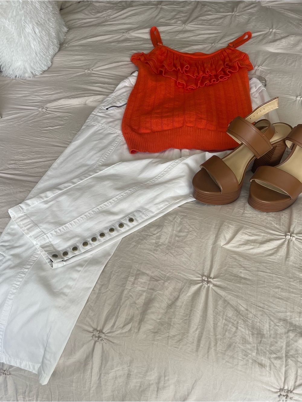 Cache Orange Ruffled Knit Tank - Picture 4 of 5